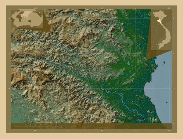 Нге Провинция Вьетнам Цветная Карта Высоты Озерами Реками Вспомогательные Карты — стоковое фото