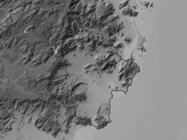 Нин Туан Провинция Вьетнам Карта Высот Оттенках Серого Озерами Реками — стоковое фото