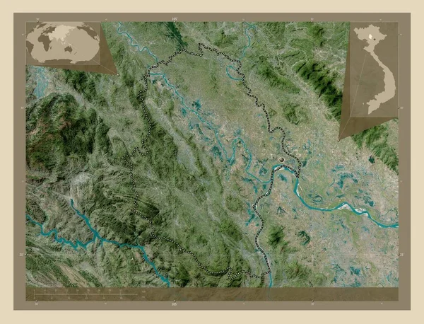 Phu Tho Prowincja Wietnamu Mapa Satelity Wysokiej Rozdzielczości Pomocnicze Mapy — Zdjęcie stockowe
