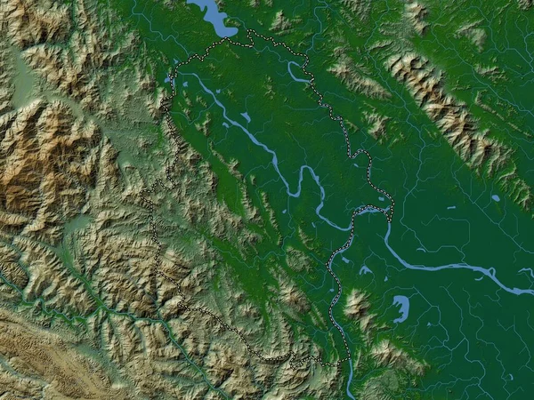 Тхо Провинция Вьетнам Цветная Карта Высот Озерами Реками — стоковое фото