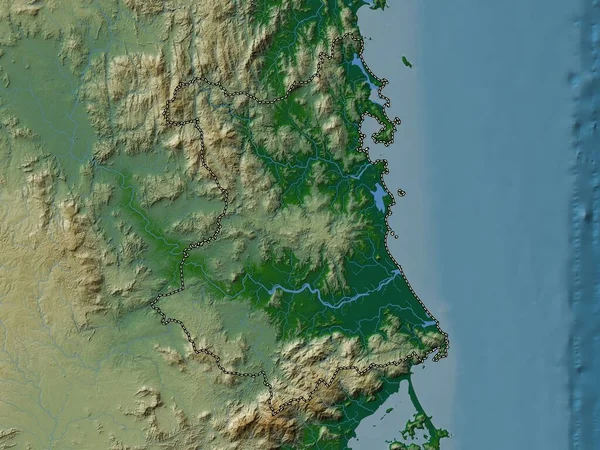 Phu Yen Prowincja Wietnamu Kolorowa Mapa Wzniesień Jeziorami Rzekami — Zdjęcie stockowe