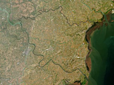 Tayland Binh 'i, Vietnam vilayeti. Düşük çözünürlüklü uydu haritası