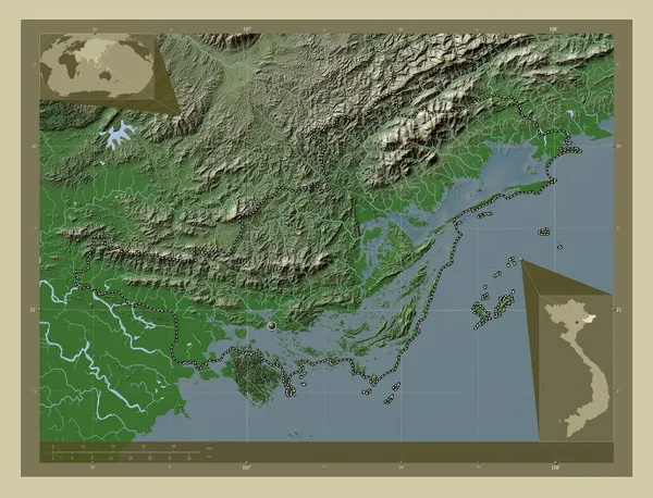 Кванг Нін Провінція Єтнам Висота Карти Забарвлена Вікі Стилі Озерами — стокове фото