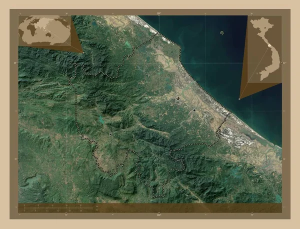 Quang Tri Provinsen Vietnam Lågupplöst Satellitkarta Platser För Större Städer — Stockfoto