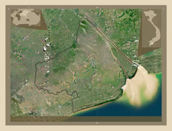 Soc Trang Provinsen Vietnam Högupplöst Satellitkarta Hjälpkartor För Hörnen — Stockfoto