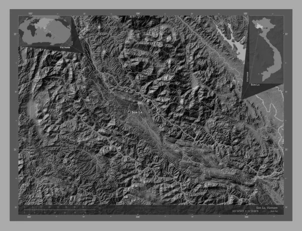 Γιος Επαρχία Του Βιετνάμ Bilevel Υψομετρικός Χάρτης Λίμνες Και Ποτάμια — Φωτογραφία Αρχείου