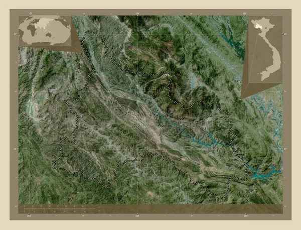 息子ラ ベトナムの州 高解像度衛星地図 コーナー補助位置図 — ストック写真