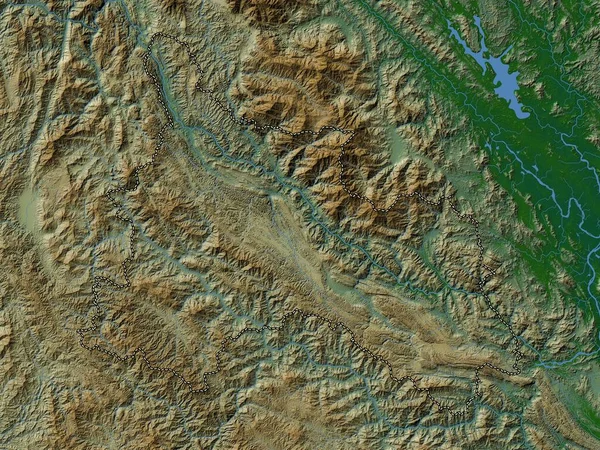 stock image Son La, province of Vietnam. Colored elevation map with lakes and rivers