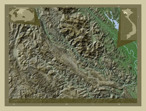 Сын Провинция Вьетнам Карта Высоты Окрашенная Вики Стиле Озерами Реками — стоковое фото