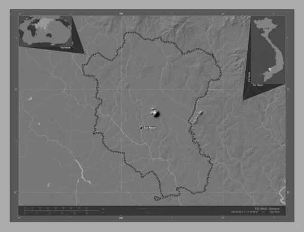 Тай Нин Провинция Вьетнам Карта Рельефа Билевела Озерами Реками Места — стоковое фото