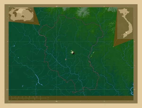 Тай Нин Провинция Вьетнам Цветная Карта Высоты Озерами Реками Места — стоковое фото