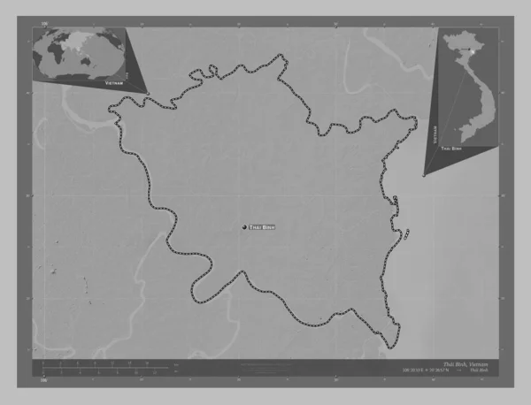 Тай Бинь Провинция Вьетнам Карта Высот Оттенках Серого Озерами Реками — стоковое фото