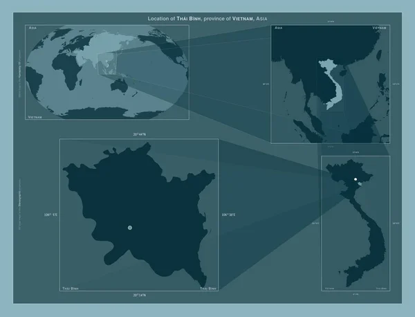 타이빈 베트남의 도표는 규모의 지도에서 지역의 위치를 줍니다 프레임 Png — 스톡 사진