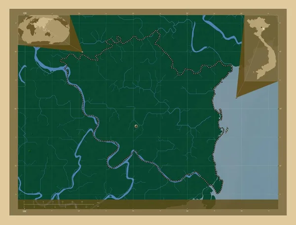 Тай Бинь Провинция Вьетнам Цветная Карта Высоты Озерами Реками Вспомогательные — стоковое фото