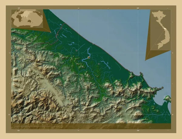 Тхуа Тхіен Провінція Єтнам Кольорові Карти Висот Озерами Річками Розташування — стокове фото