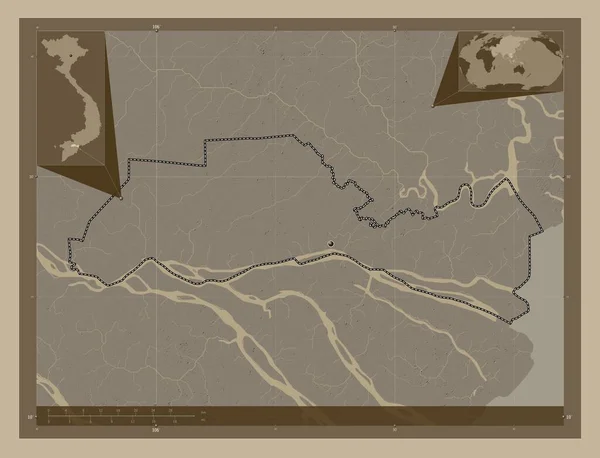 Тянь Гян Провинция Вьетнам Карта Высоты Окрашенная Сепиевые Тона Озерами — стоковое фото