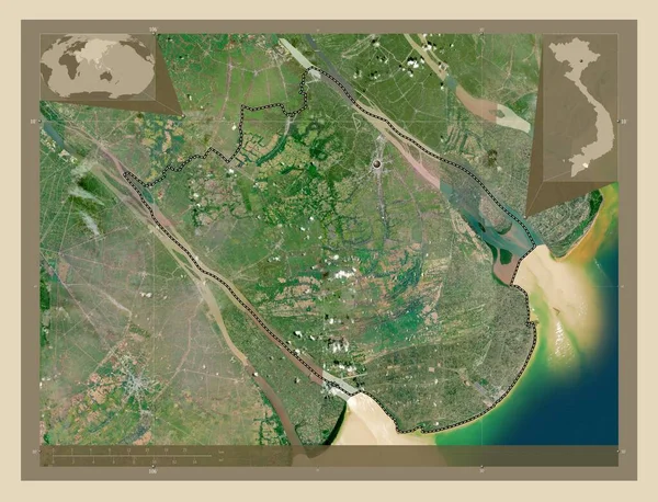 Tra Vinh Provinsen Vietnam Högupplöst Satellitkarta Hjälpkartor För Hörnen — Stockfoto