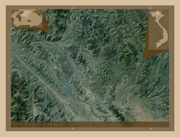 Tuyen Quang Província Vietname Mapa Satélite Baixa Resolução Locais Das — Fotografia de Stock