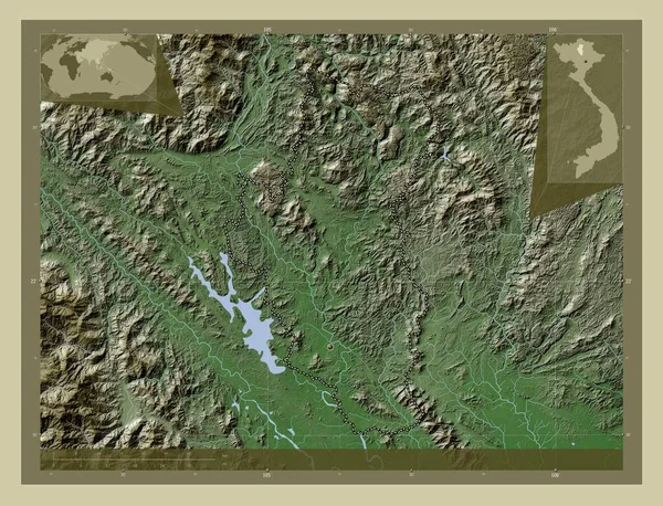 Туен Куанг Провинция Вьетнам Карта Высоты Окрашенная Вики Стиле Озерами — стоковое фото