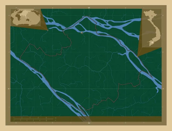 Вінь Лонг Провінція Єтнам Кольорові Карти Висот Озерами Річками Кутові — стокове фото
