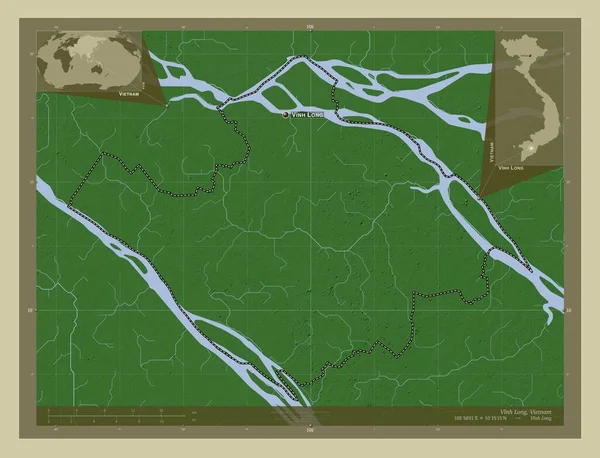 Вінь Лонг Провінція Єтнам Висота Карти Забарвлена Вікі Стилі Озерами — стокове фото