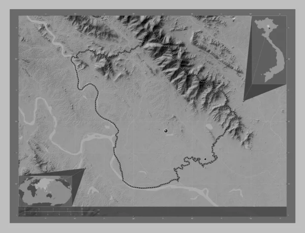 Винь Пхук Провинция Вьетнам Карта Высот Оттенках Серого Озерами Реками — стоковое фото