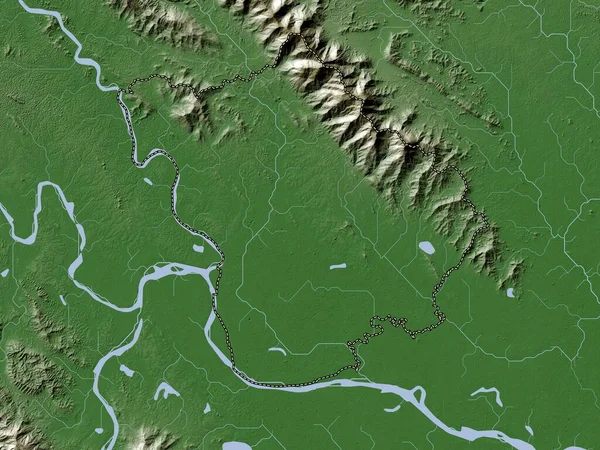 Vinh Phuc 越南省带有湖泊和河流的Wiki风格的高程图 — 图库照片