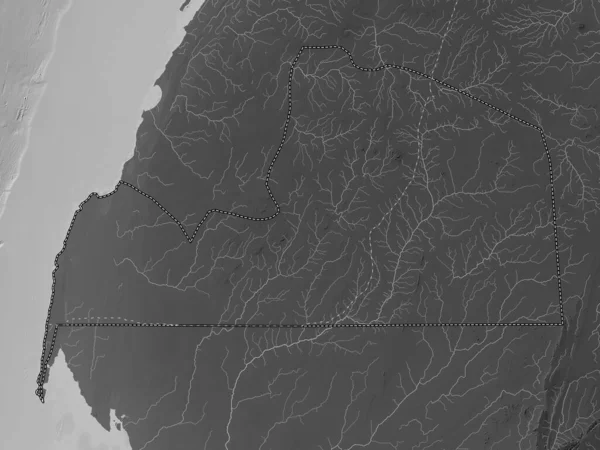 Ауссерд Провинция Западная Сахара Карта Высот Оттенках Серого Озерами Реками — стоковое фото
