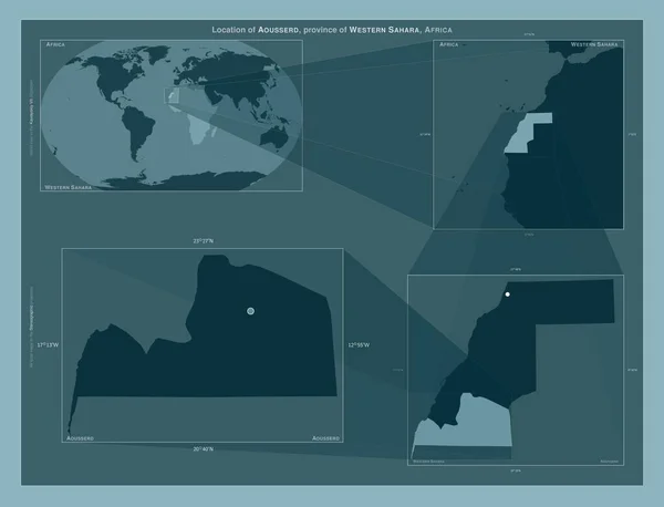 Ауссерд Провінція Західна Сахара Діаграма Показує Розташування Регіону Мапах Великого — стокове фото