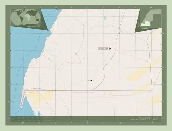 Aousserd Provincia Del Sáhara Occidental Open Street Map Ubicaciones Nombres —  Fotos de Stock