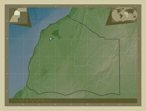 Буджор Провінція Західна Сахара Висота Карти Забарвлена Вікі Стилі Озерами — стокове фото