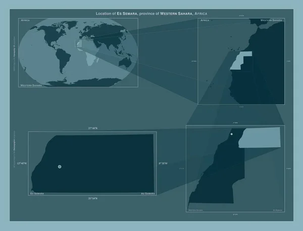 Semara Провінція Західної Сахари Діаграма Показує Розташування Регіону Мапах Великого — стокове фото