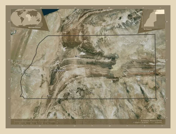 Semara Provinsen Vest Sahara Satellittkart Med Høy Oppløsning Steder Navn – stockfoto