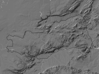 Lusaka, Zambiya vilayeti. Gölleri ve nehirleri olan çift seviyeli yükseklik haritası