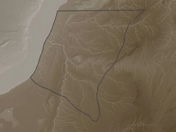 Laayoune Sakia Hamra Provincie Západní Sahara Nadmořská Mapa Zabarvená Sépiovými — Stock fotografie