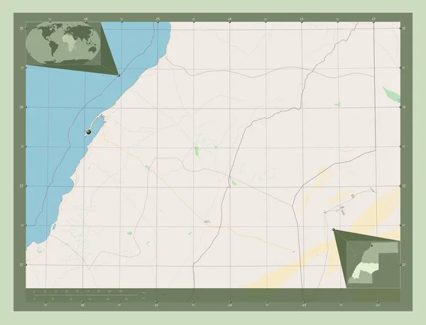 Дахла Уед Дахаб Провінція Західна Сахара Відкрита Карта Вулиць Кутові — стокове фото