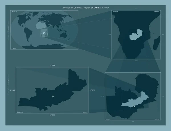 Keski Sambian Alue Kaavio Joka Osoittaa Alueen Sijainnin Laajemmissa Kartoissa — kuvapankkivalokuva