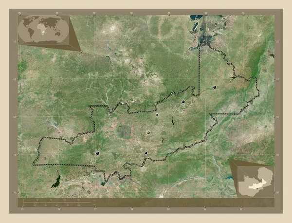 Centraal Regio Zambia Satellietkaart Met Hoge Resolutie Locaties Van Grote — Stockfoto