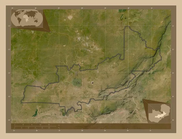 Central Região Zâmbia Mapa Satélite Baixa Resolução Mapa Localização Auxiliar — Fotografia de Stock