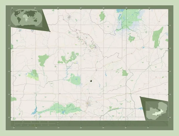 Centralny Region Zambii Otwórz Mapę Ulic Pomocnicze Mapy Położenia Narożnika — Zdjęcie stockowe