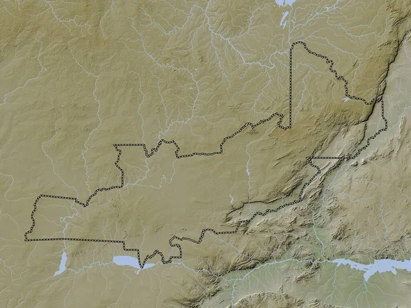 Közép Zambiában Magassági Térkép Színes Wiki Stílusban Tavak Folyók — Stock Fotó