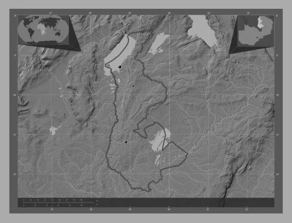Луапула Провинция Замбия Карта Рельефа Билевела Озерами Реками Места Расположения — стоковое фото