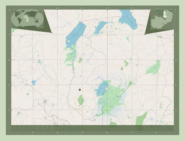 Luapula Prowincja Zambia Otwórz Mapę Ulic Pomocnicze Mapy Położenia Narożnika — Zdjęcie stockowe
