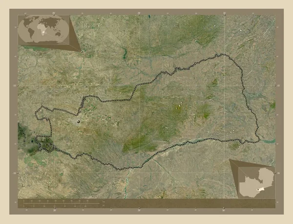卢萨卡 赞比亚省 高分辨率卫星地图 角辅助位置图 — 图库照片