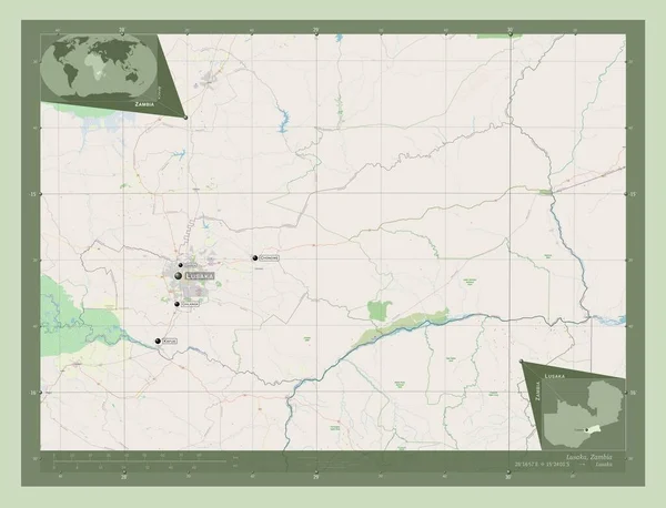 Лусака Провинция Замбия Карта Улиц Места Названия Крупных Городов Области — стоковое фото