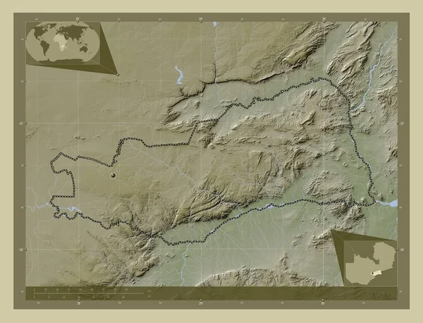 Λουζάκα Επαρχία Της Ζάμπια Υψόμετρο Χάρτη Χρωματισμένο Στυλ Wiki Λίμνες — Φωτογραφία Αρχείου