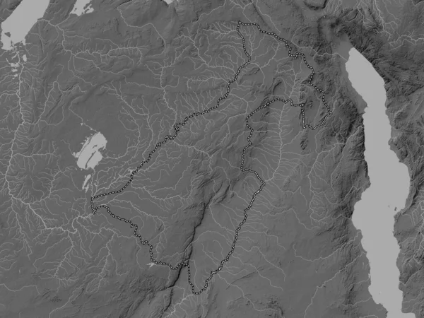 Мучинга Провинция Замбия Карта Высот Оттенках Серого Озерами Реками — стоковое фото