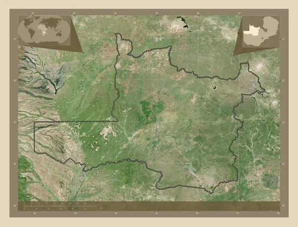 Північно Західна Провінція Замбії Супутникова Карта Високої Роздільної Здатності Кутові — стокове фото