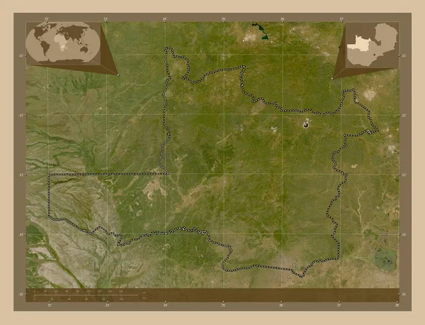 Βορειοδυτικά Επαρχία Της Ζάμπια Δορυφορικός Χάρτης Χαμηλής Ανάλυσης Γωνιακοί Χάρτες — Φωτογραφία Αρχείου