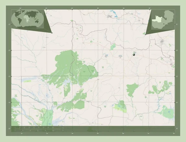 Północno Zachodni Prowincja Zambia Otwórz Mapę Ulic Pomocnicze Mapy Położenia — Zdjęcie stockowe